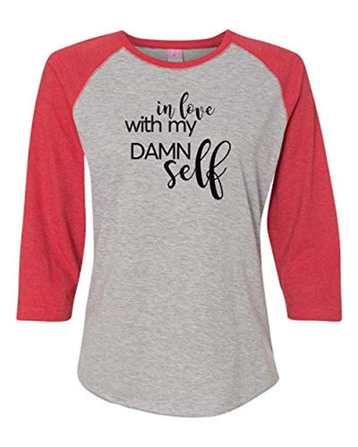 in Love with Myself Black Valentine's Day Women's Raglan Shirt Vintage Heather/Vintage Red