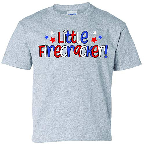 Patriotic Little Firecracker Youth Short Sleeve Tee Shirt Sports Gray Patriotic Little Firecracker Youth Short Sleeve Tee Shirt Sports Gray