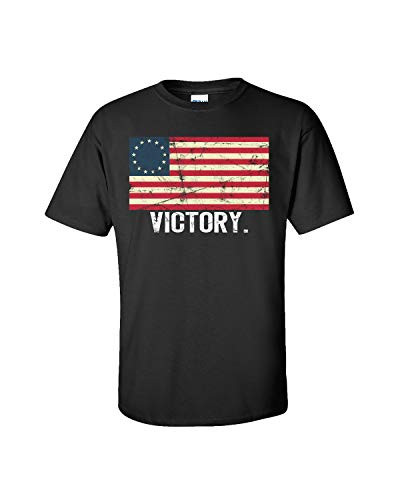 Patriotic Distressed Betsy Ross Flag Victory Adult Short Sleeve Tee Shirt Black Patriotic Distressed Betsy Ross Flag Victory Adult Short Sleeve Tee Shirt Black