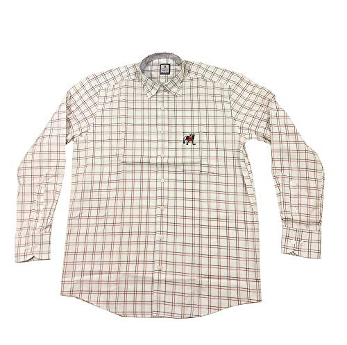 Fredrick Martin Standing Bulldog Thin Plaid Long Sleeve Shirt White/Red/Black
