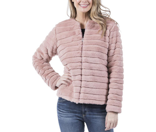 Katydid Faux Rabbit Fur Jacket With Pockets Katydid Faux Rabbit Fur Jacket With Pockets