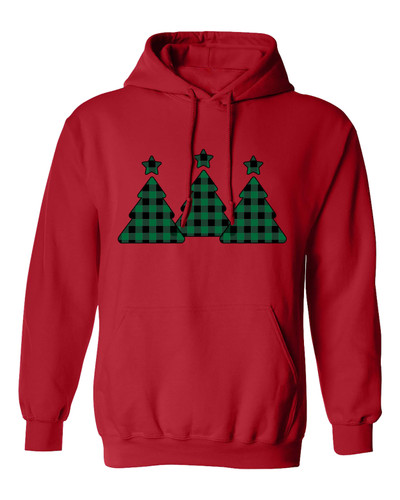 Merry Christmas Green Buffalo Plaid Trees Hooded Sweatshirt Merry Christmas Green Buffalo Plaid Trees Hooded Sweatshirt