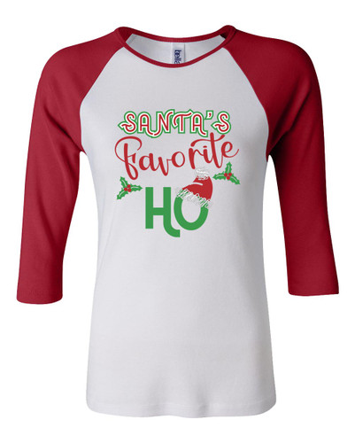 Funny Merry Christmas Santas Favorite Ho Baseball Tee