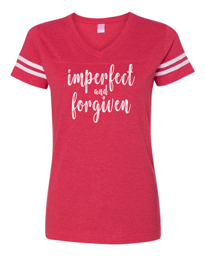 Women's Imperfect and Forgiven Ladies Football Tee