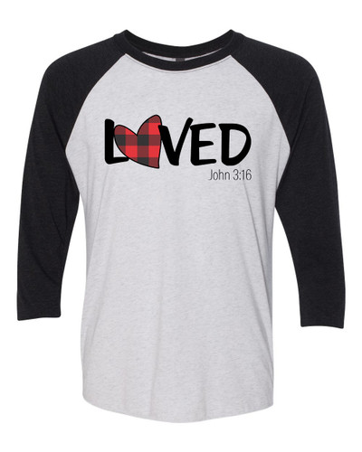 Women's Unisex Christian Loved John 3:16 Baseball Tee Women's Unisex Christian Loved John 3:16 Baseball Tee
