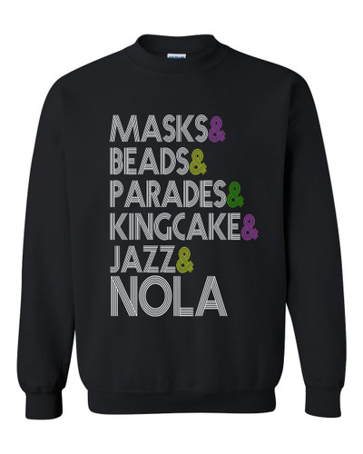 Unisex Mardi Gras Traditions Crew Neck Sweatshirt Black Unisex Mardi Gras Traditions Crew Neck Sweatshirt Black