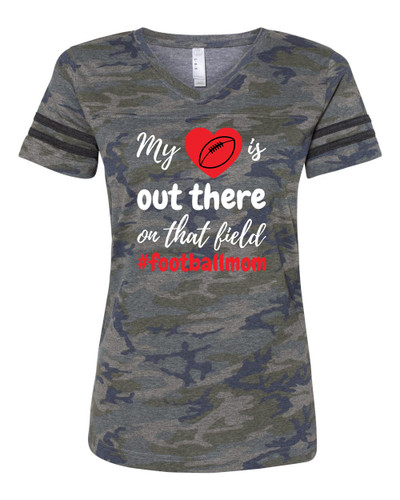 My Heart Is Out There Football Mom LAT Ladies Football Short Sleeve T-shirt My Heart Is Out There Football Mom LAT Ladies Football Short Sleeve T-shirt