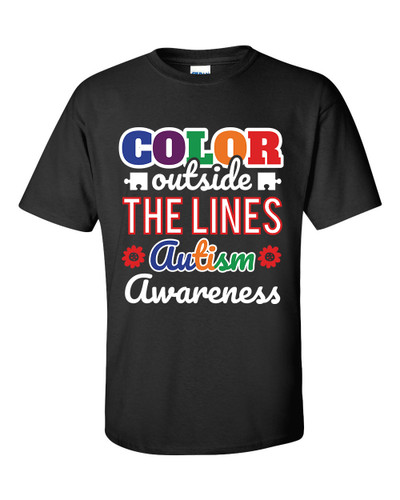 Autisim Awareness Color Outside the Lines Unisex Adult Short Sleeve T-shirt