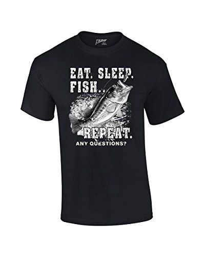 Fishing Eat Sleep Fish Repeat Funny Outdoors Novelty Short Sleeve T-shirt  Fisherman Bass Trout Catfish Crappie Walleye - Trenz Shirt Company