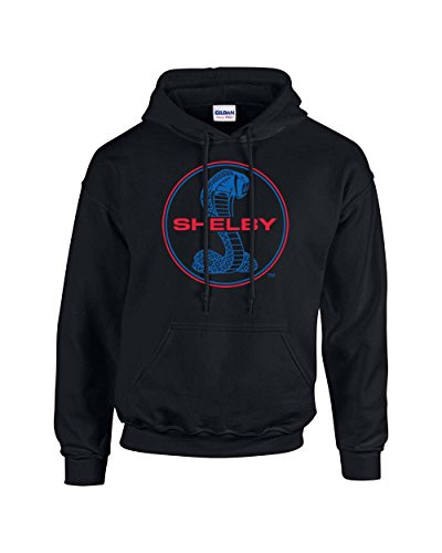 Ford Mustang Shelby Cobra Hooded Sweatshirt Blue and Red Hoodie Hood Racing Performance Tough Muscle Car   Design Black