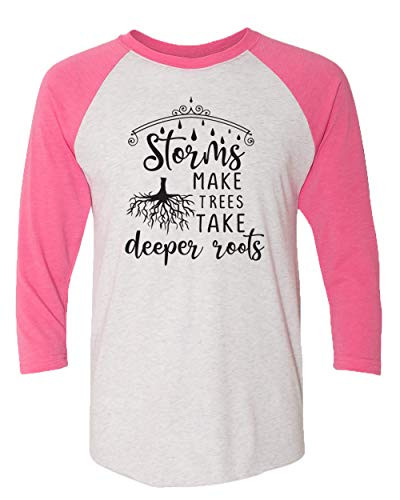 Trenz Shirt Company Storme Make Trees Take Deeper Roots Ladies Baseball Tee Pink/White Trenz Shirt Company Storme Make Trees Take Deeper Roots Ladies Baseball Tee Pink/White
