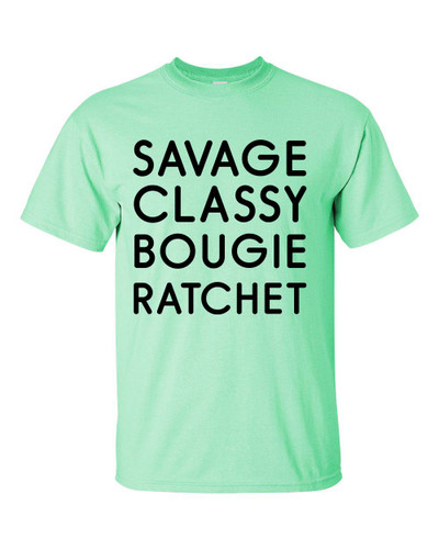 Unisex Adult Viral Dance Challenge Savage Classic Bougie Ratchet Short Sleeve T-shirt