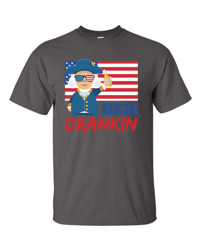 Funny Ben Drankin Founding Fathers American Flag Patriotic Short Sleeve T-shirt