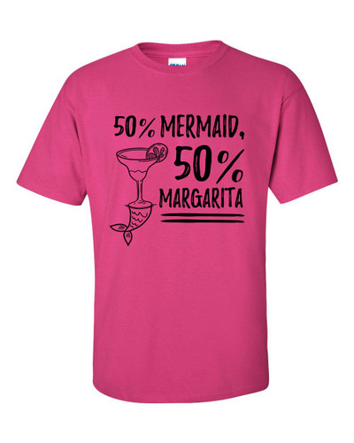 50% Mermaid, 50% Margarita Funny Short Sleeve Unisex T-shirt