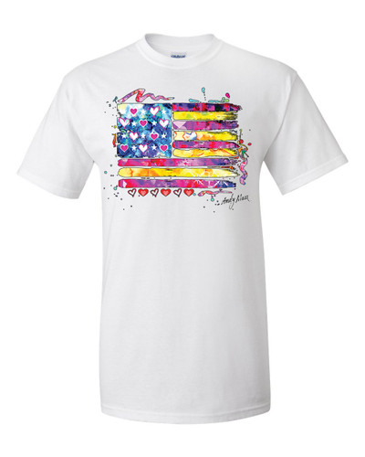 Patriotic Neon Watercolor American Flag Short Sleeve T-shirt Patriotic Neon Watercolor American Flag Short Sleeve T-shirt