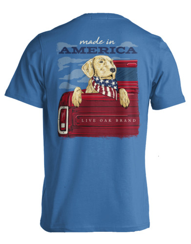 Live Oak Made in America Short Sleeve Tee Shirt Flo Blue