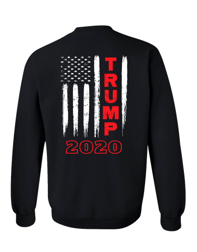 Patriotic American Flag Trump Flag Crew Neck Sweatshirt Black