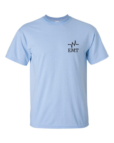 Unisex Heathcare EMT Heartbeat Small Left Crest Short Sleeve T-shirt