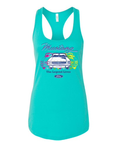 Women's Ford Mustang The Legend Lives Retro Vintage Racerback Tank Top