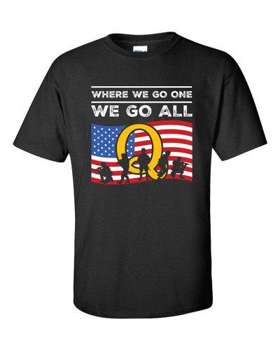 Q Anon Where We Go One We Go All Qanon WWG1WGA USA Soldiers Trump MAGA Short Sleeve T-shirt