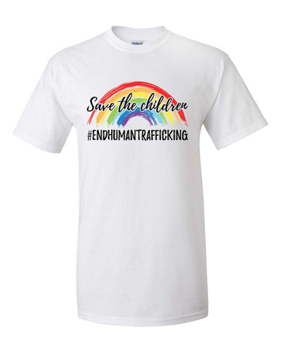Rainbow Save The Children End Human Trafficking Unisex Adult Short Sleeve T-shirt