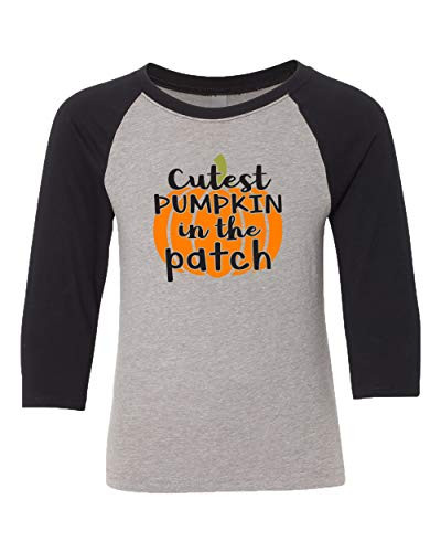 Halloween Cutest Pumpkin in The Patch Youth Baseball Tee Heather Gray