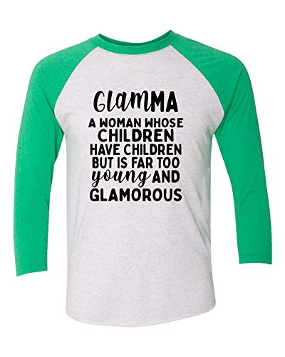 Trenz Shirt Company Funny Glamma Ladies Baseball Tee Green Trenz Shirt Company Funny Glamma Ladies Baseball Tee Green