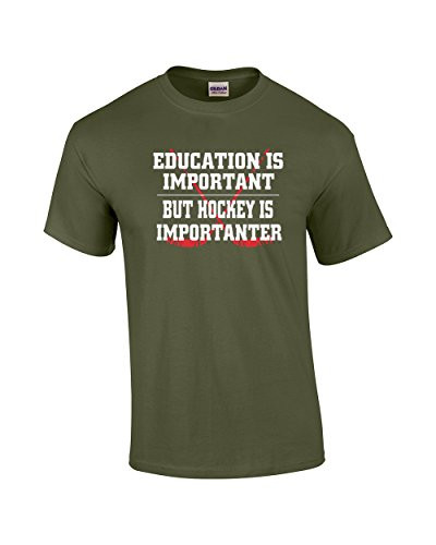 Hockey Is Important But Education is Importanter T-shirt Sports Athletics Humor Funny Humorous Ice Skating Puck Rink