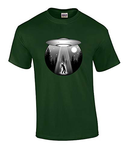 Alien Abduction Adult Unisex Short Sleeve Tee Shirt Forest Green
