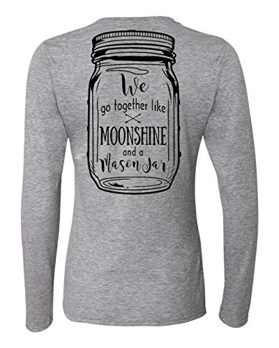 Moonshine and a Mason Jar Valentine's Day Women's Long Sleeve Tee Shirt Heather