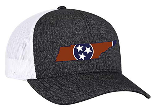 Heritage Pride Tennessee State Flag Embroidered Trucker Mesh Snapback Hat Black Heather White Mesh Heritage Pride Tennessee State Flag Embroidered Trucker Mesh Snapback Hat Black Heather White Mesh