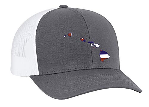 Heritage Pride Hawaii State Flag Embroidered Trucker Mesh Snapback Hat Graphite White Mesh Heritage Pride Hawaii State Flag Embroidered Trucker Mesh Snapback Hat Graphite White Mesh