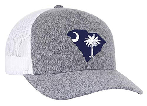 Heritage Pride South Carolina State Flag Embroidered Trucker Mesh Snapback Hat Gray Heather White Mesh Heritage Pride South Carolina State Flag Embroidered Trucker Mesh Snapback Hat Gray Heather White Mesh