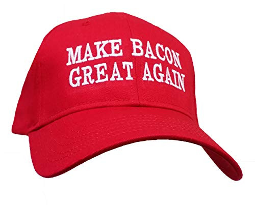 Funny Make Bacon Great Again Embroidered Otto Baseball Cap Red Funny Make Bacon Great Again Embroidered Otto Baseball Cap Red