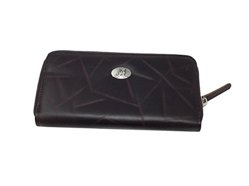 Collegiate University of Alabama Brown Wrinkle Zipper Long Wallet 8" X
