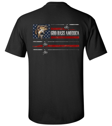 Men's Patriotic God Bass Fishing America USA Flag Short Sleeve T-shirt