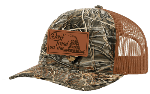 Heritage Pride Laser Engraved Leather Patch Don't Tread On Me Mesh Back Trucker Hat