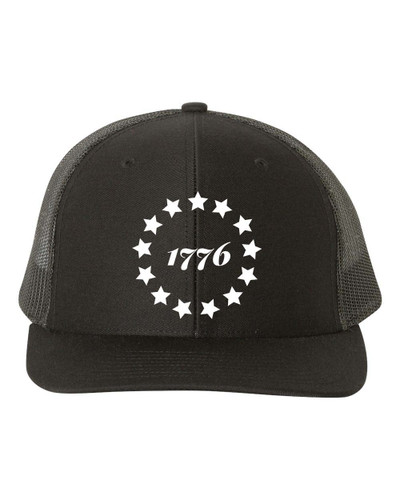 Heritage Pride 1776 Hat 13 Stars Circle Betsy Ross Flag Embroidered Mens Mesh Back Trucker Hat Heritage Pride 1776 Hat 13 Stars Circle Betsy Ross Flag Embroidered Mens Mesh Back Trucker Hat