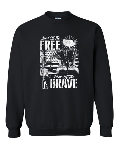 U.S Military Land of the Free Home of the Brave Unisex Crewneck Sweatshirt