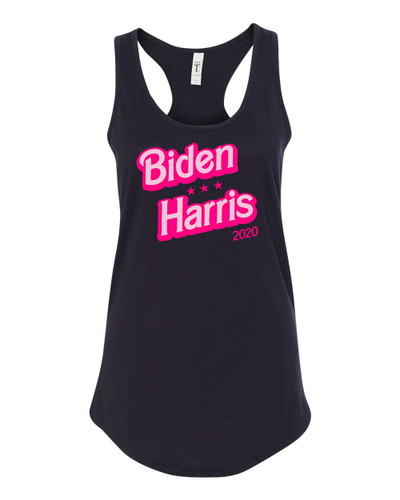 Biden Harris 2020 Presidential Campaign Pink Bubble Font Women's Racerback Tank Top