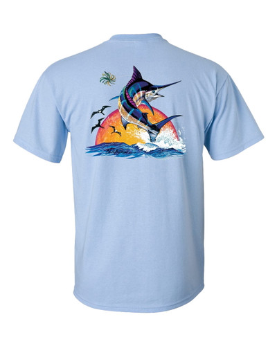 Trenz Shirt Company Blue Marlin Sunset Unisex Short Sleeve T-shirt Trenz Shirt Company Blue Marlin Sunset Unisex Short Sleeve T-shirt