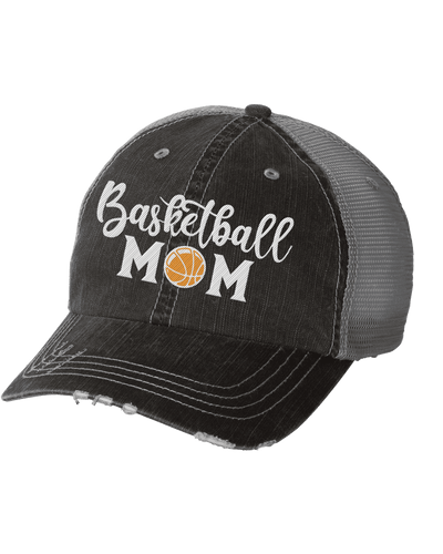 Women's Sports Mom Embroidered Ladies Fit Distressed Trucker Hat Women's Sports Mom Embroidered Ladies Fit Distressed Trucker Hat
