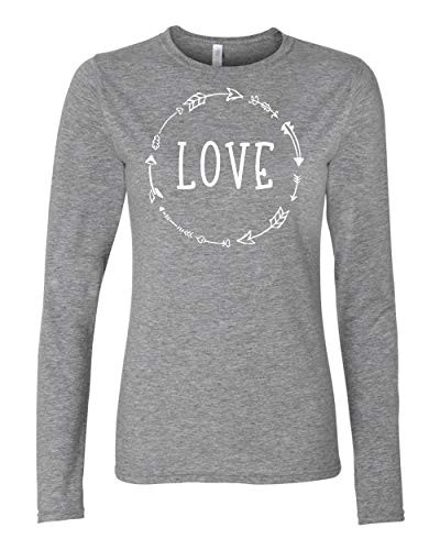 Love Arrow Black Valentine's Day Women's Long Sleeve Tee Shirt Heather