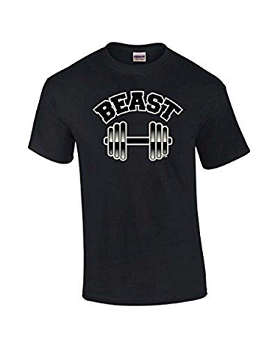 Trenz Shirt Company Workout Tee Shirt Beast with Barbell and Weights Black