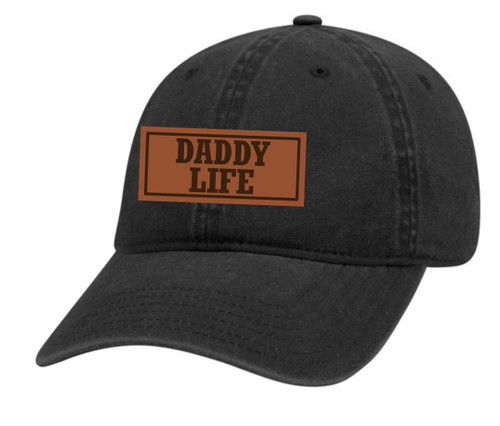 Men's Daddy Life Father's Day Laser Engraved Leather Patch Trucker Hat