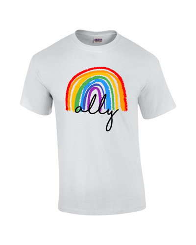 Gay Pride Flag Rainbow Ally Support LGBTQ Unisex Short Sleeve T-shirt Graphic Tee