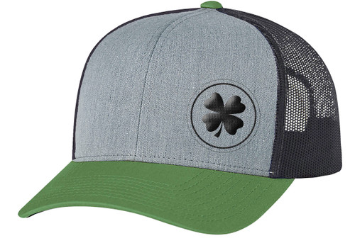 Men's Lucky Clover Circle Shamrock Off-Center Embroidered Golf Mesh Back Trucker Hat