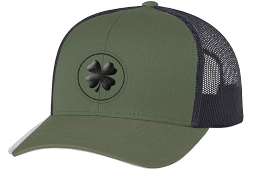 Men's Lucky Clover Circle Shamrock Center Embroidered Golf Mesh Back Trucker Hat