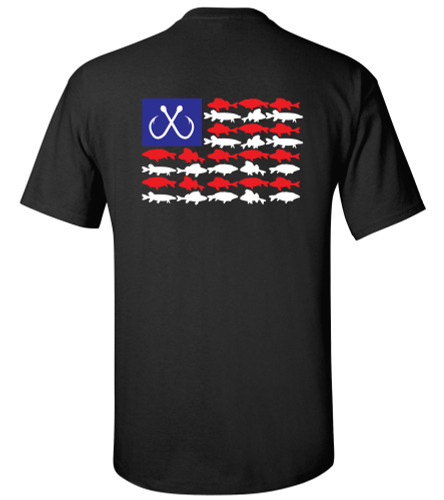 Patriotic Freshwater Fish American Flag USA Fresh Water Fishing Outdoors Men's Short Sleeve T-shirt