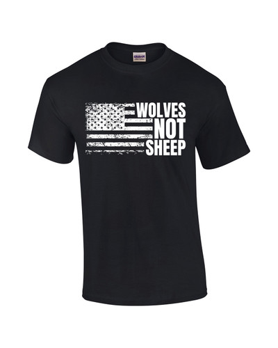 Men's Wolves Not Sheep T-shirt Distressed American Flag Patriotic Flag Sleeve T-Shirt Men's Wolves Not Sheep T-shirt Distressed American Flag Patriotic Flag Sleeve T-Shirt